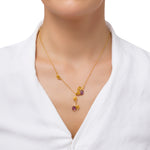 Load image into Gallery viewer, Golden Leaf Branch Purple Necklace