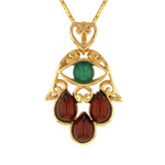Load image into Gallery viewer, Hand of Fatima Cherry and Green Pendant