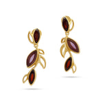 Load image into Gallery viewer, Leaf Circle Purple Earrings