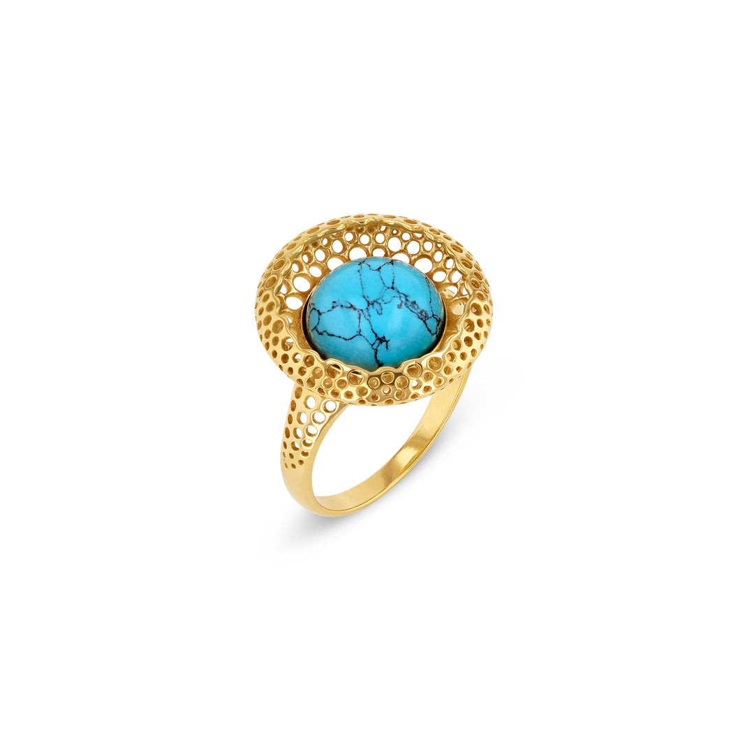 Golden Web Turquoise Ring