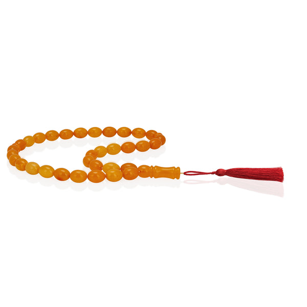 Baltic Antique Amber 33 Beads Rosary Olive Cut
