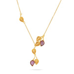 Load image into Gallery viewer, Golden Leaf Branch Purple Necklace