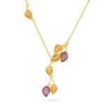 Load image into Gallery viewer, Golden Leaf Branch Purple Necklace