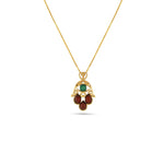 Load image into Gallery viewer, Hand of Fatima Cherry and Green Pendant - Koraba