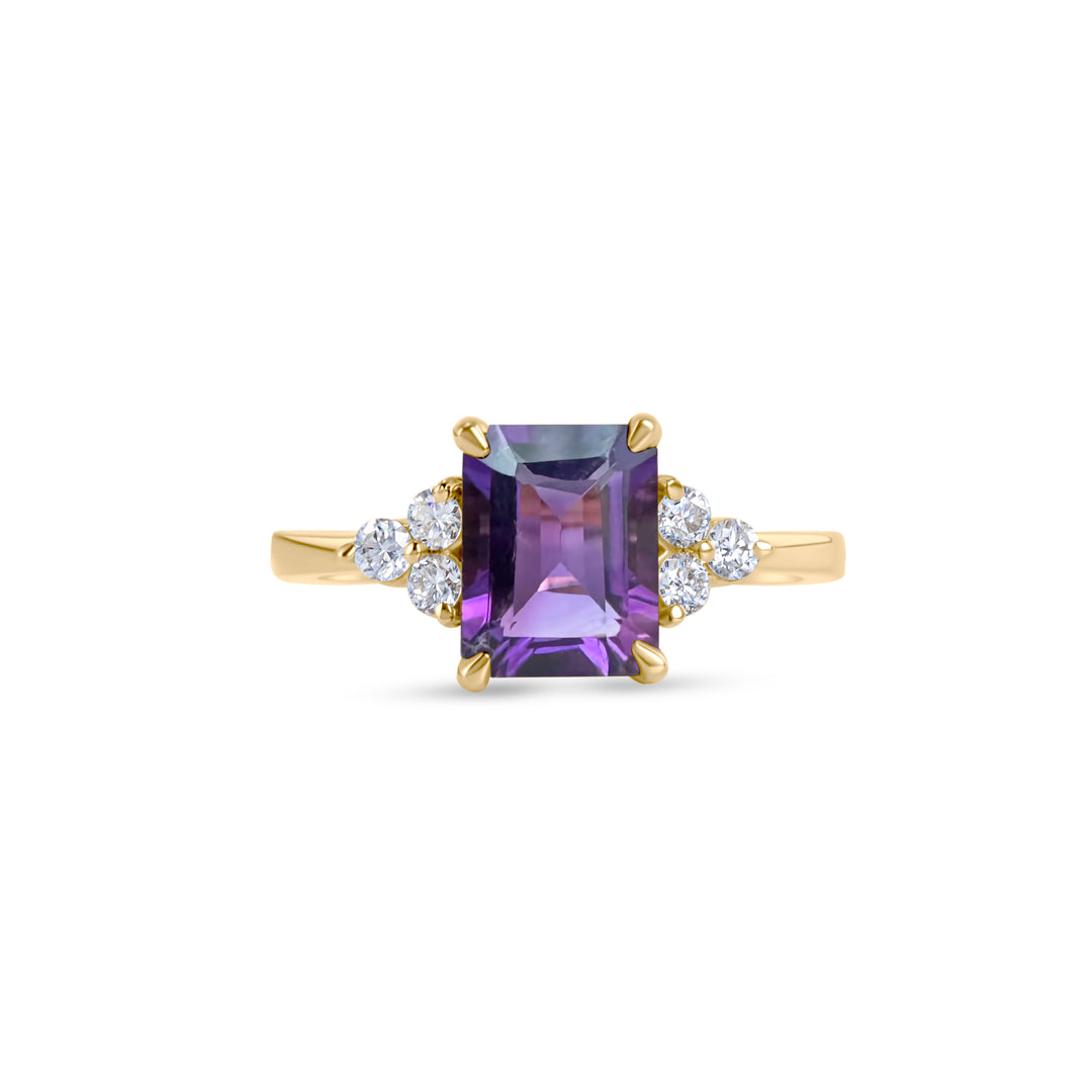 Birthstone Square Amethyst Ring