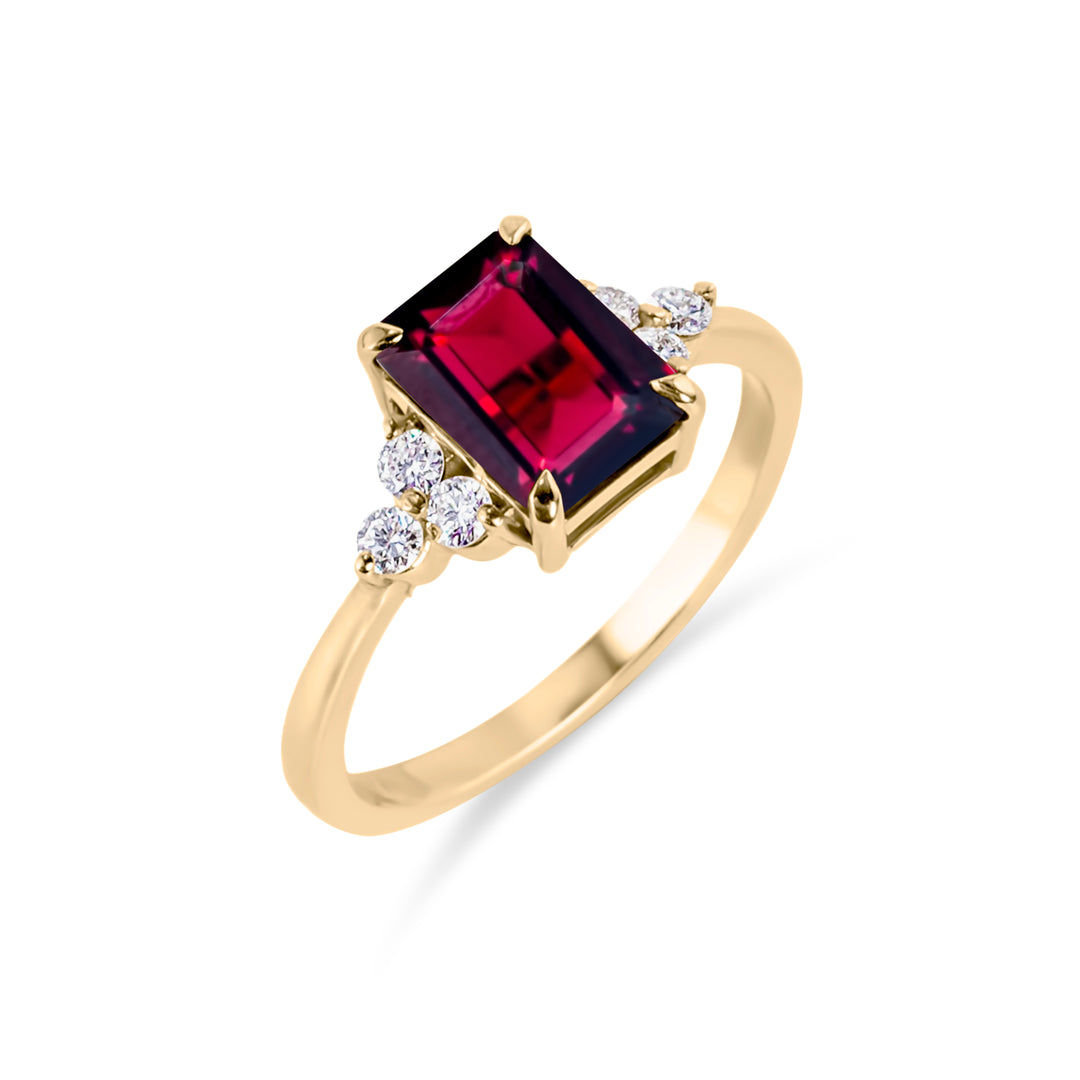 Birthstone Square Garnet Ring