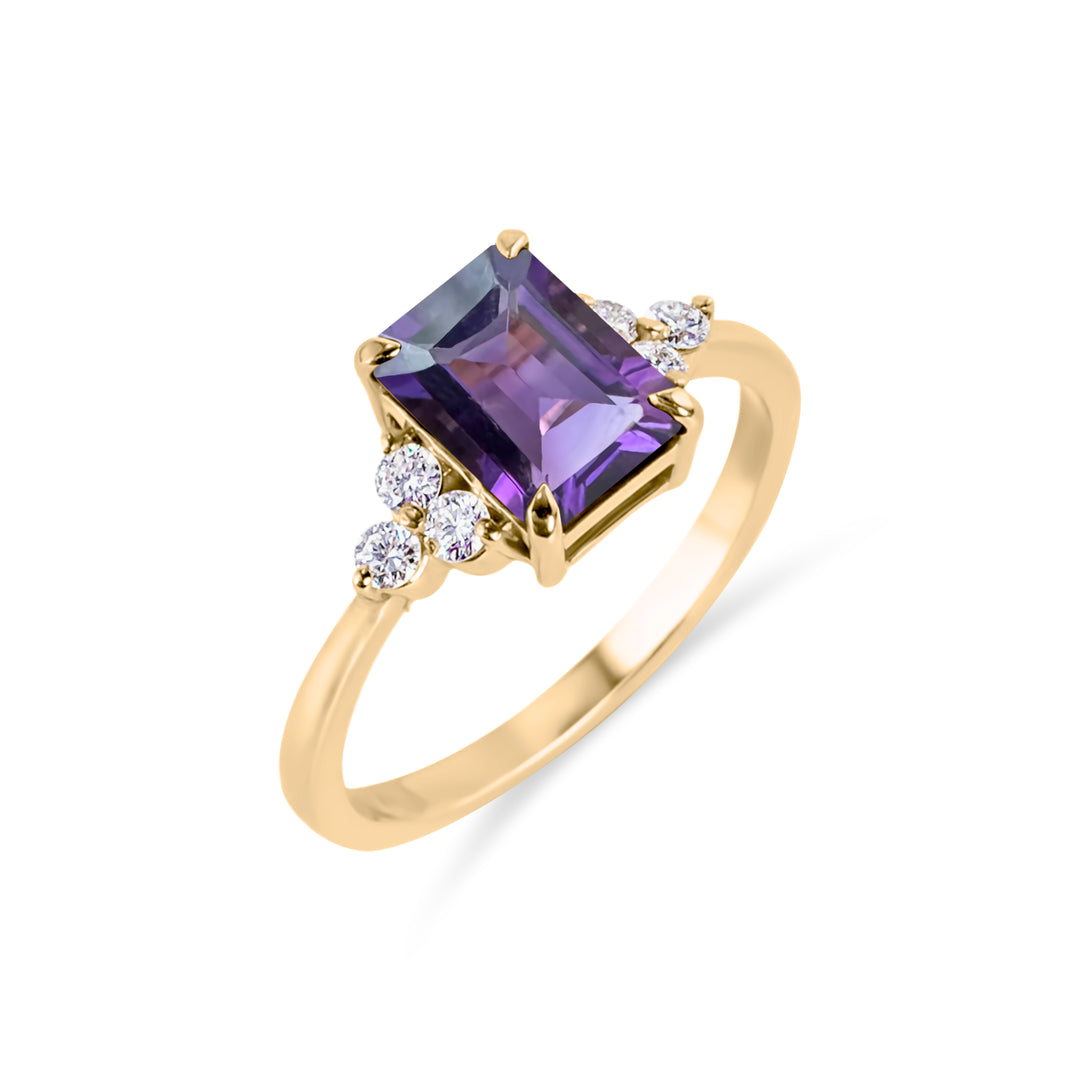 Birthstone Square Amethyst Ring