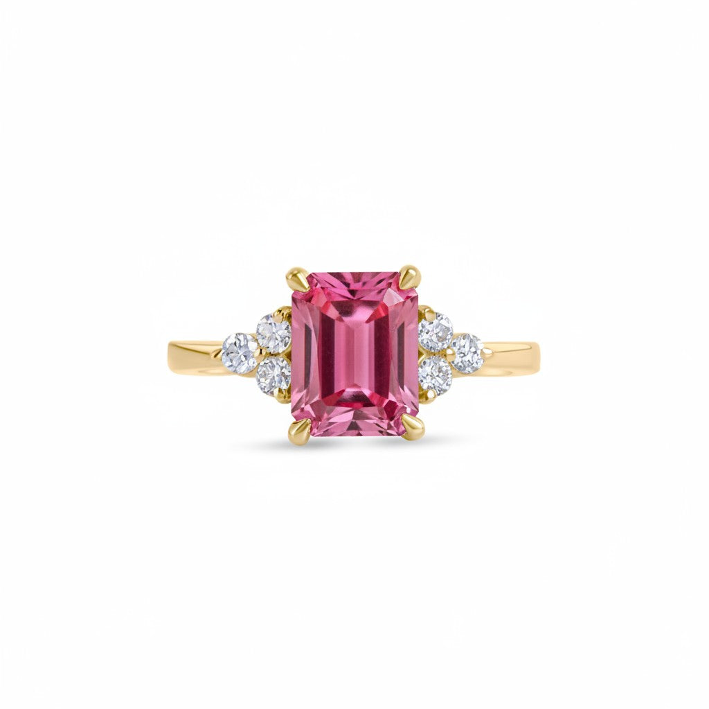 Birthstone Square Pink Tourmaline Ring