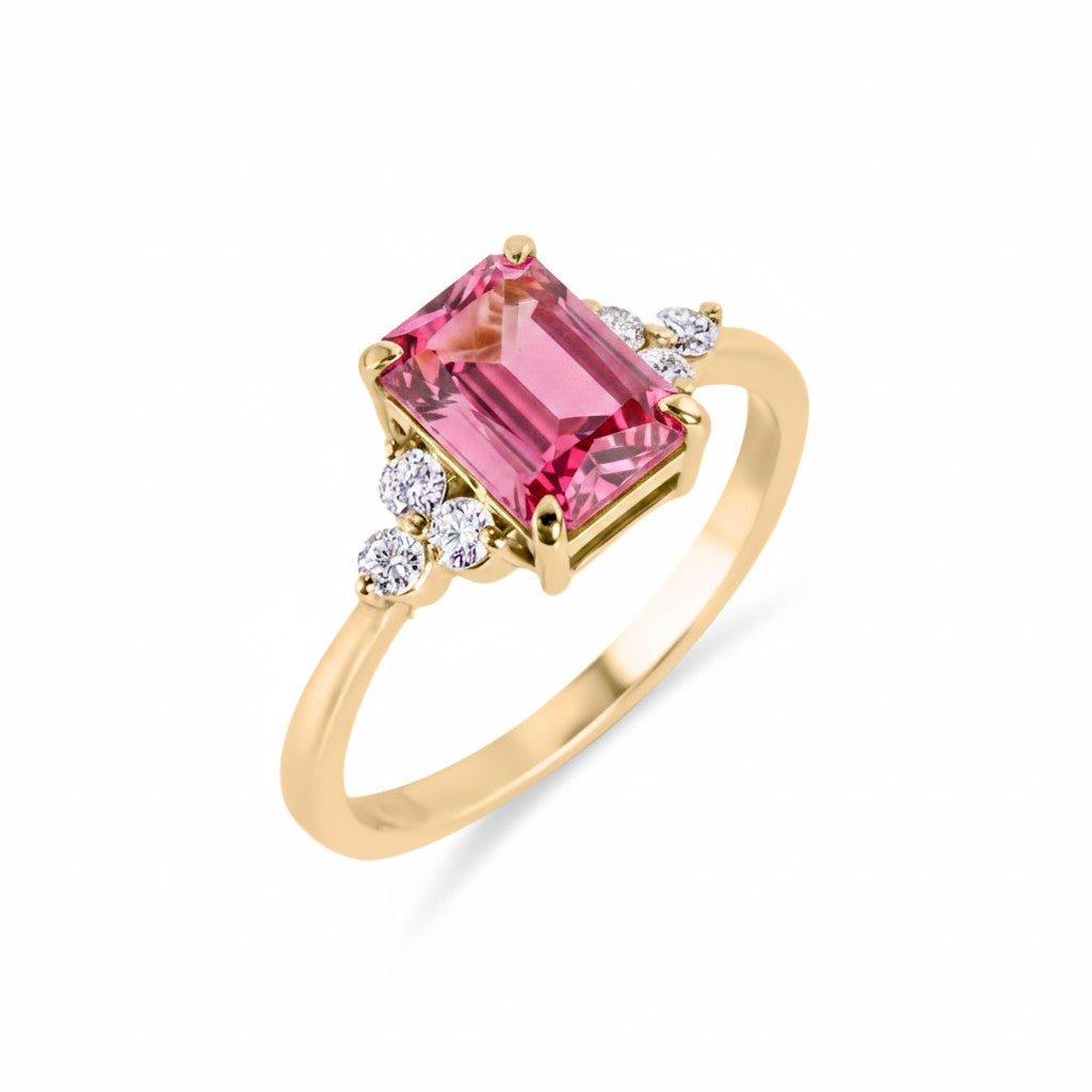 Birthstone Square Pink Tourmaline Ring
