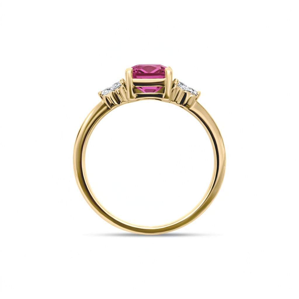 Birthstone Square Pink Tourmaline Ring