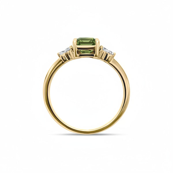 Birthstone Square Green Tourmaline Ring