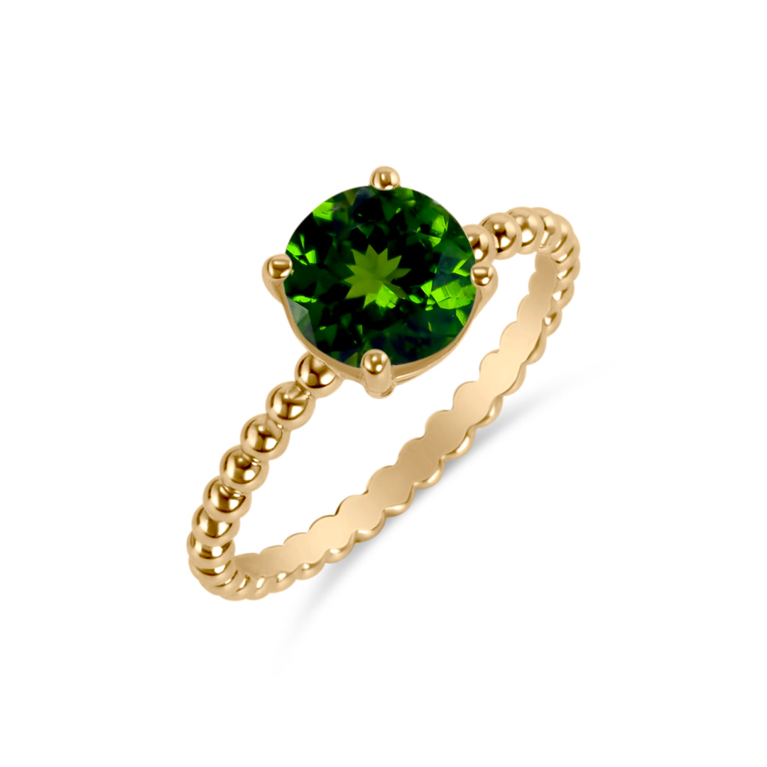 Birthstone Round Green Tourmaline Ring