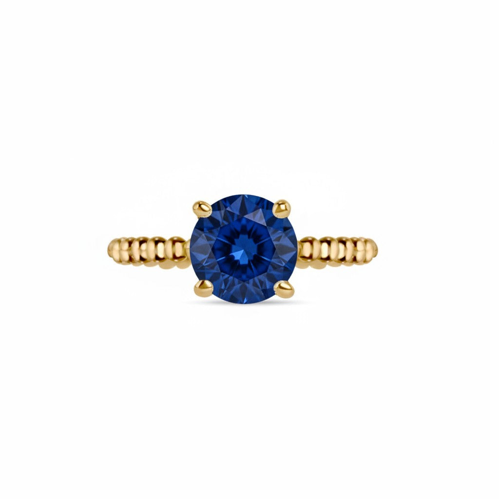 Birthstone Round Blue Sapphire Ring