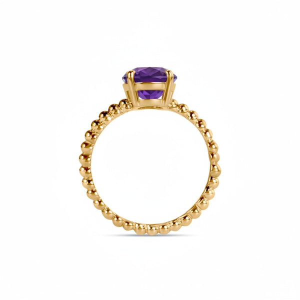 Birthstone Round Amethyst Ring