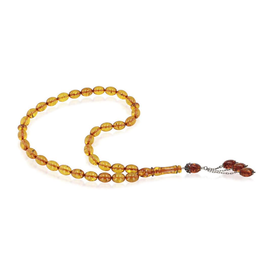 Baltic Honey Amber 33 Beads Rosary Olive Cut