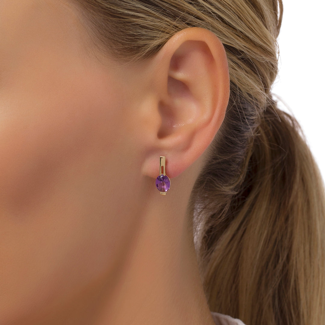 Purple Ice Round Cut Earrings