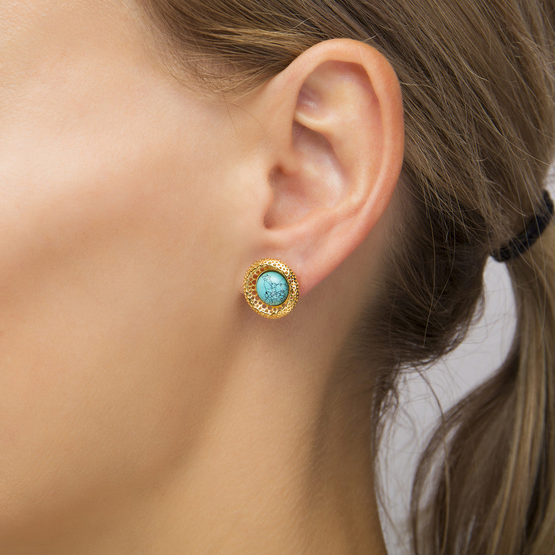 Golden Web Turquoise Earrings