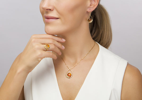 Flower Garland Honey Pendant