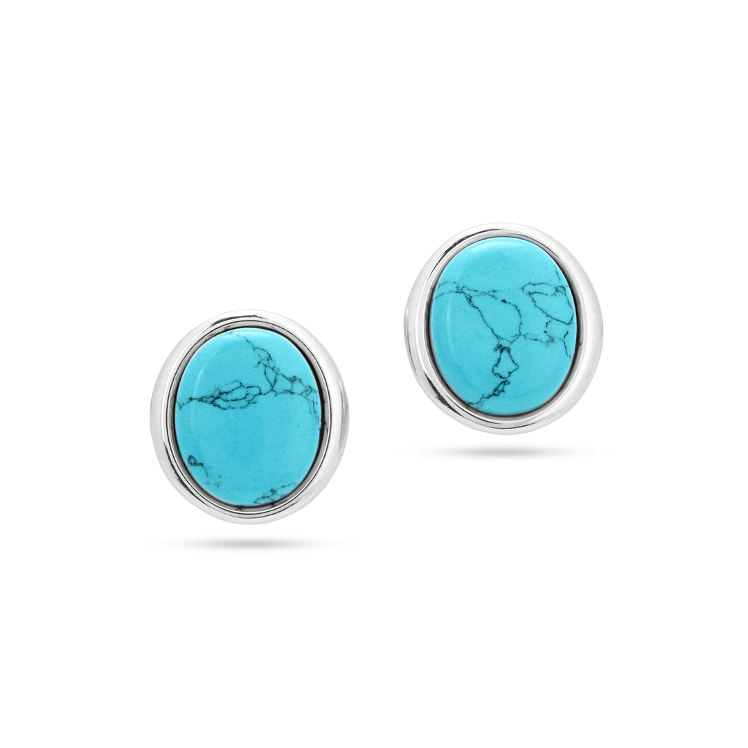 Oval Amulet Turquoise Earrings