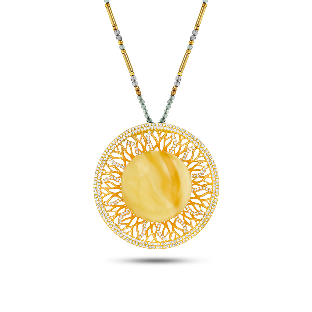 Edens Circle, White Amber Necklace
