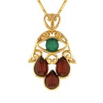 Load image into Gallery viewer, Hand of Fatima Cherry and Green Pendant
