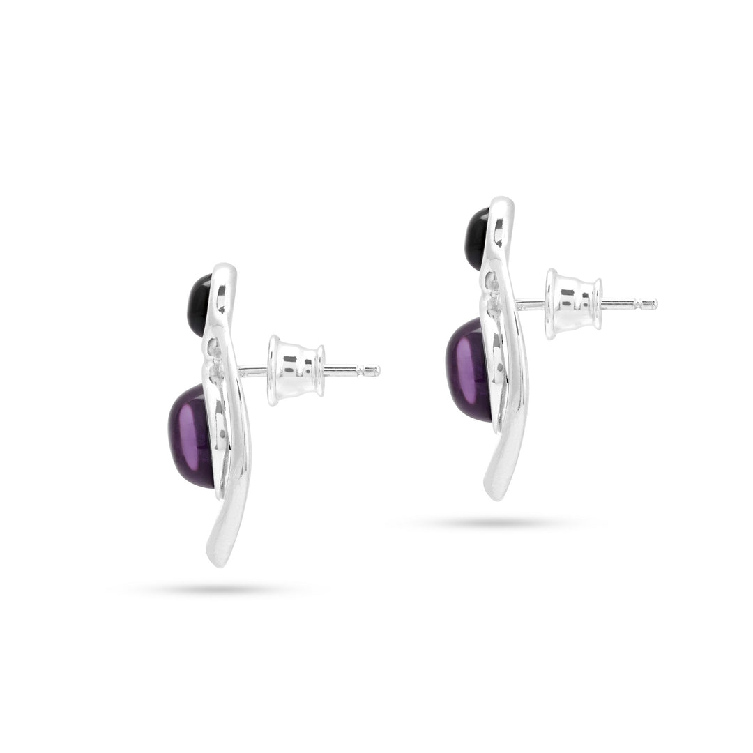 Silver Orbit Purple Earrings