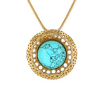 Load image into Gallery viewer, Golden Web Turquoise Pendant
