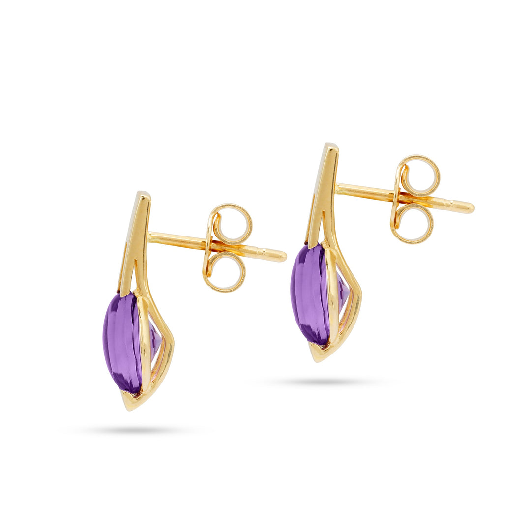 Purple Ice Round Cut Earrings