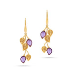Load image into Gallery viewer, Golden Leaf Branch Purple Earrings
