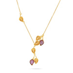 Load image into Gallery viewer, Golden Leaf Branch Purple Necklace