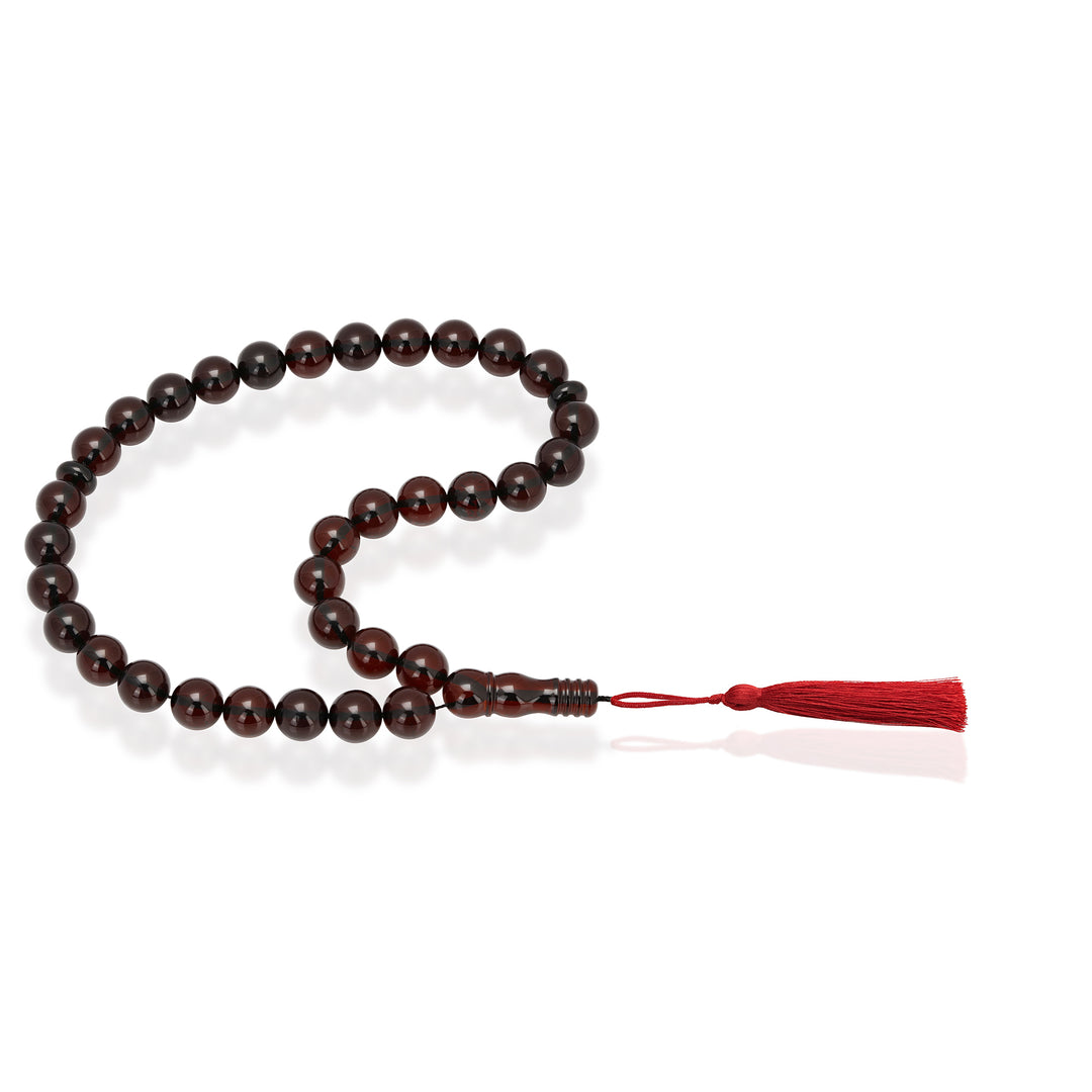 Baltic Cherry Amber 33 Beads Rosary Round Cut 1