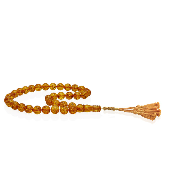Baltic Honey Amber 33 Beads Rosary Round Cut 2