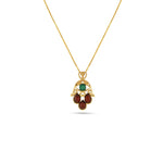 Load image into Gallery viewer, Hand of Fatima Cherry and Green Pendant - Koraba
