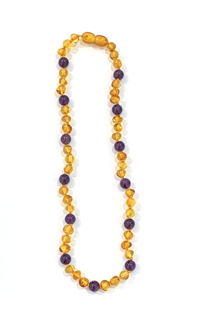 Amber Baby Teething Necklace Purple