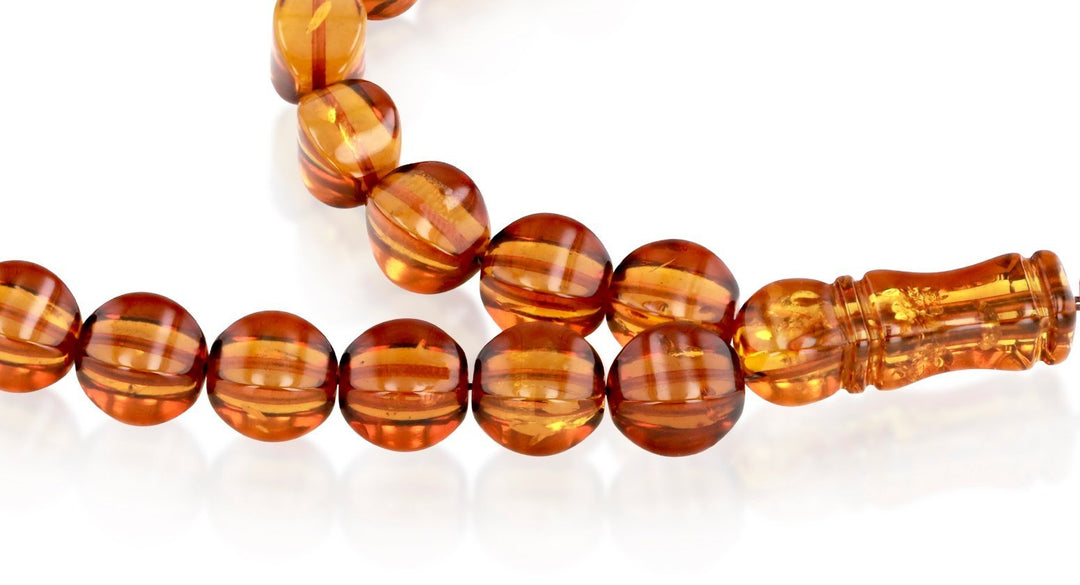 Natural Caribbean Amber Diamond Cut 3 Cognac 33 Rosary beads - Koraba