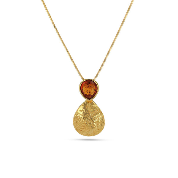 Sunny Leaf Print Cognac Pendant - Koraba